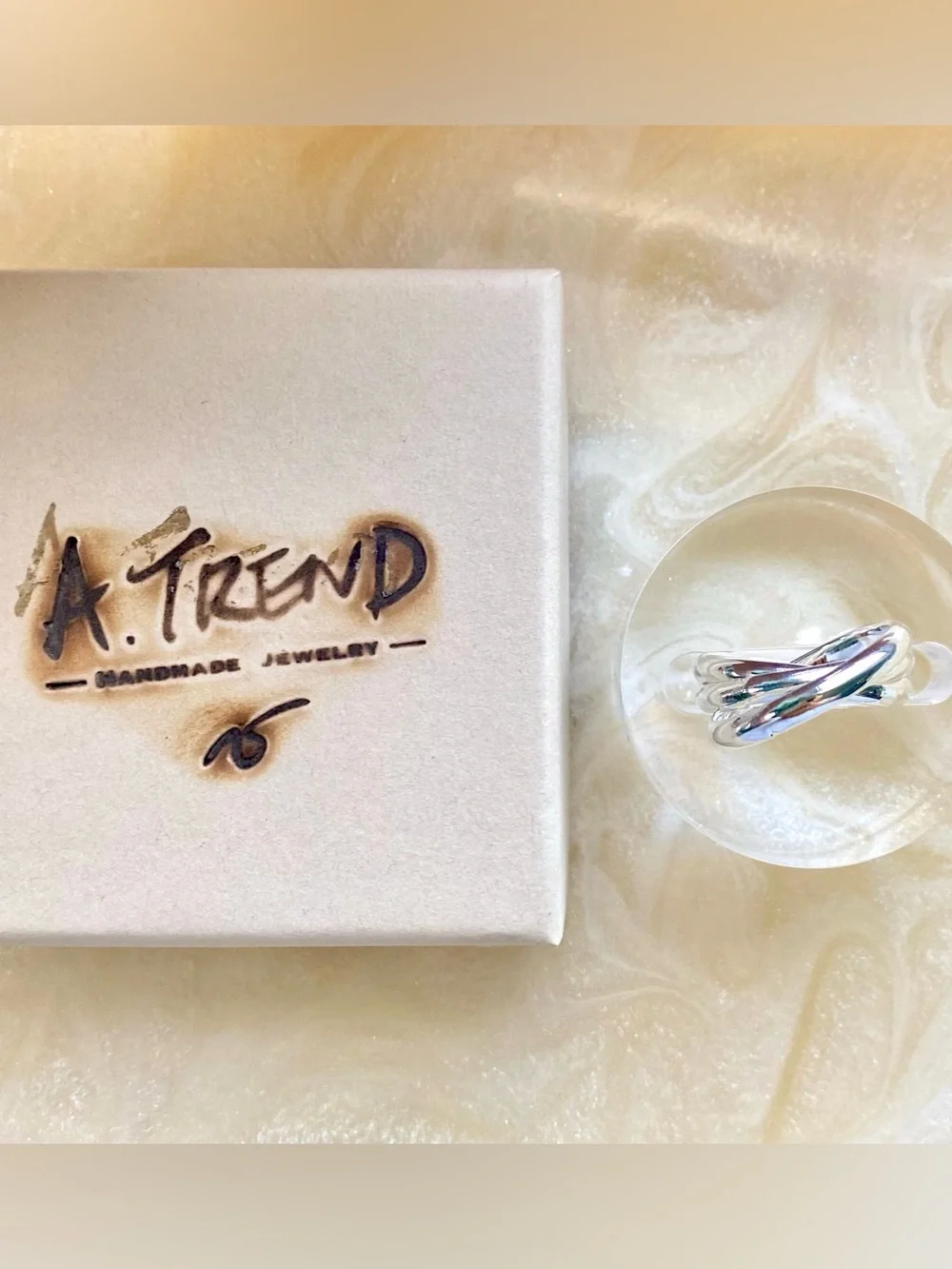 Silver Cross-Over Band Ring - Silver